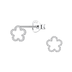 Wholesale Sterling Silver Twisted Flower Ear Studs - JD22107
