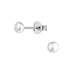 Wholesale 4mm Fresh Water Pearl Sterling Silver Ear Studs - JD22217