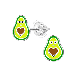 Wholesale Sterling Silver Avocado Screw Back Ear Studs - JD21959