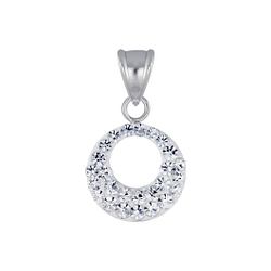 Wholesale Sterling Silver Round Crystal Pendant - JD3076