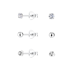 Wholesale Sterling Silver Round Ear Studs Set - JD22331