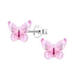 Wholesale Sterling Silver Ear Studs with Resin Butterfly - JD22788
