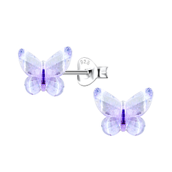 Wholesale Sterling Silver Ear Studs with Resin Butterfly - JD22789