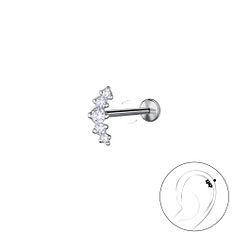 Wholesale Sterling Silver Geometric with Titanium Labret - JD22738