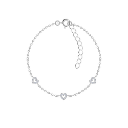 Wholesale Sterling Silver Triple Heart Bracelet - JD22627 Wholesale Sterling Silver Triple Heart Bracelet - JD22627