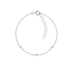 Wholesale Sterling Silver Three Stones Bracelet - JD22626 Wholesale Sterling Silver Three Stones Bracelet - JD22626