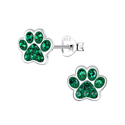 Wholesale Sterling Silver Paw Print Ear Studs - JD4083