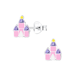 Wholesale Sterling Silver Castle Ear Studs - JD22242