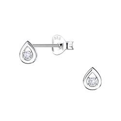 Wholesale Sterling Silver Pear Ear Studs - JD22675