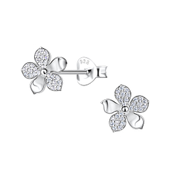 Wholesale Sterling Silver Flower Ear Studs - JD22661