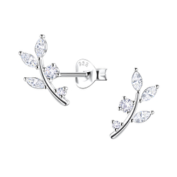Wholesale Sterling Silver Leaf Ear Studs  - JD22445