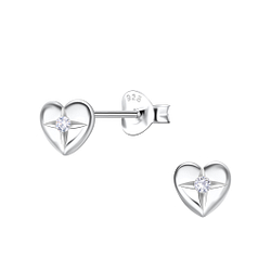 Wholesale Sterling Silver Heart Ear Studs - JD22449