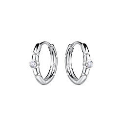 Wholesale 11mm Sterling Silver Patterned Huggie Earrings - JD22707