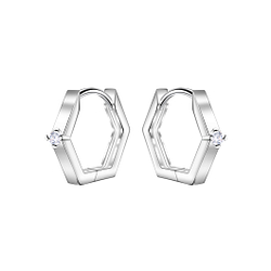 Wholesale 11mm Sterling Silver Geometric Huggie Earrings - JD22723