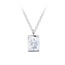 Wholesale Sterling Silver Baguette Necklace - JD22454