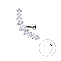 Wholesale Sterling Silver Geometric with Titanium Labret - JD22736 Wholesale Sterling Silver Geometric with Titanium Labret - JD22736