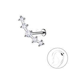 Wholesale Sterling Silver Geometric with Titanium Labret - JD22743