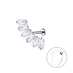 Wholesale Sterling Silver Geometric with Titanium Labret - JD22749 Wholesale Sterling Silver Geometric with Titanium Labret - JD22749