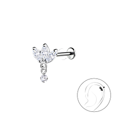 Wholesale Sterling Silver Flower with Titanium Labret - JD22734