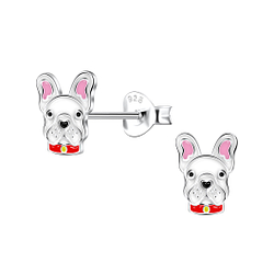 Wholesale Sterling Silver French Bulldog Ear Studs - JD22162