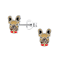 Wholesale Sterling Silver French Bulldog Ear Studs - JD22164