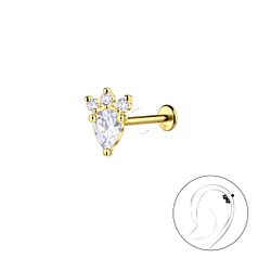 Wholesale Sterling Silver Geometric with Titanium Labret - JD23098 Wholesale Sterling Silver Geometric with Titanium Labret - JD23098