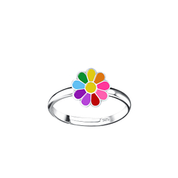 Wholesale Sterling Silver Daisy Flower Adjustable Ring - JD22285