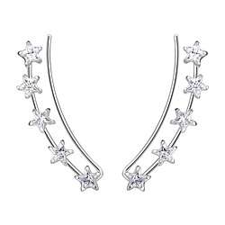 Wholesale 4mm Star Cubic Sterling Silver Zirconia Ear Climbers - JD23198