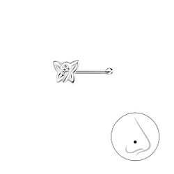 Wholesale Sterling Silver Butterfly Crystal Nose Stud with Ball - JD23185