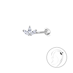 Wholesale Sterling Silver Flower Cartilage Stud with Sterling Silver Ball Screw Back - JD20439 Wholesale Sterling Silver Flower Cartilage Stud with Sterling Silver Ball Screw Back - JD20439