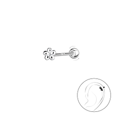 Wholesale Sterling Silver Flower Cartilage Stud with Sterling Silver Ball Screw Back - JD20426