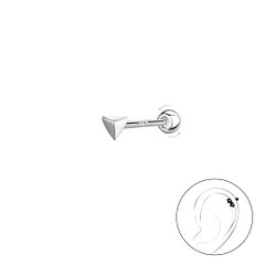 Wholesale Sterling Silver Triangle Cartilage Stud with Ball Screw Back - JD20448