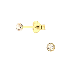Wholesale 3mm Round Crystal Sterling Silver Ear Studs - JD13750