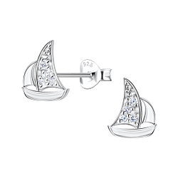 Wholesale Sterling Silver Sailboat Ear Studs - JD23259