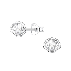 Wholesale Sterling Silver Shell Ear Studs - JD23263