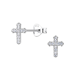 Wholesale Sterling Silver Cross Ear Studs  - JD22425