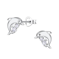 Wholesale Sterling Silver Dolphin Ear Studs - JD23283