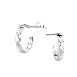 Wholesale Sterling Silver Patterned Half Hoop Ear Studs  - JD22919