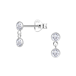 Wholesale Sterling Silver Double Round Ear Studs - JD23173