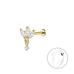 Wholesale Sterling Silver Flower with Titanium Labret - JD23107