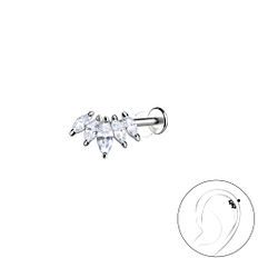 Wholesale Sterling Silver Geometric with Titanium Labret - JD22870