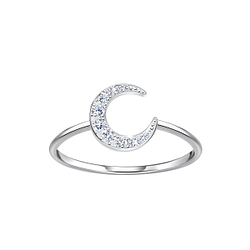 Wholesale Sterling Silver Crescent Moon Ring - JD23298