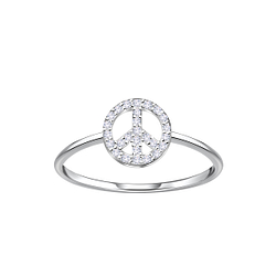 Wholesale Sterling Silver Peace Symbol Ring - JD23311 Wholesale Sterling Silver Peace Symbol Ring - JD23311