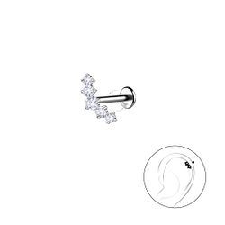 Wholesale Sterling Silver Geometric with Titanium Labret - JD22738