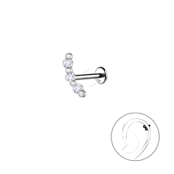 Wholesale Sterling Silver Geometric with Titanium Labret - JD22745 Wholesale Sterling Silver Geometric with Titanium Labret - JD22745