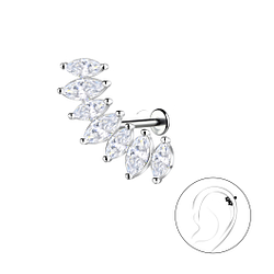 Wholesale Sterling Silver Geometric with Titanium Labret - JD22748 Wholesale Sterling Silver Geometric with Titanium Labret - JD22748