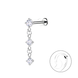 Wholesale Sterling Silver Hanging Stones with Titanium Labret - JD22753
