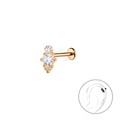 Wholesale Sterling Silver Two Stones with Titanium Labret - JD23104