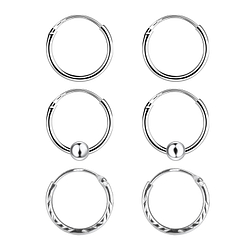 Wholesale 12mm Sterling Silver Ear Hoops Set - JD22365