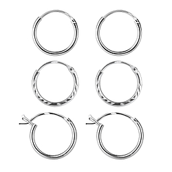 Wholesale 12mm Sterling Silver Ear Hoops Set - JD22355